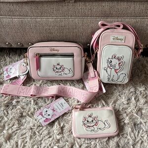 Disney Pink & White Marie Cat Bag Purse & Wallet Set Collection Aristocats NWT